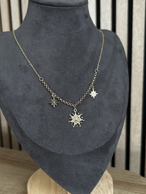 Lavanderopa Güneş ve Yıldız Detaylı Gold Çelik Kolye