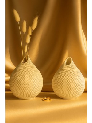 Akanart Ikili Su Damlası ve Hasır Beton Vazo Seti