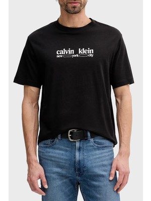 Calvin Klein Pamuklu Regular Fit Logolu Bisiklet Yaka T Shirt LV14RE831GUB1 Erkek T Shirt LV14RE831G Ub1