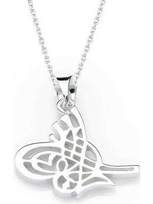 Katre46 925 Ayar Gümüş Tuğralı Kadın Gümüş Kolye