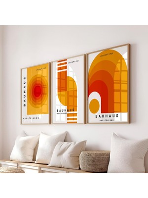 Pam Studio Bauhaus Tarzı 3’lü Poster Seti – Geometrik Modern Sanat, Minimalist Duvar Dekoru