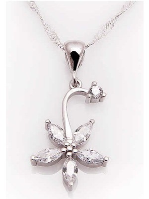 Katre46 925 Ayar Gümüş Çiçek Kadın Gümüş Kolye