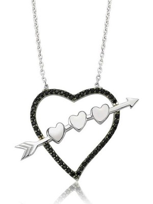 Katre46 925 Ayar Gümüş Oklu Kalp Kadın Gümüş Kolye