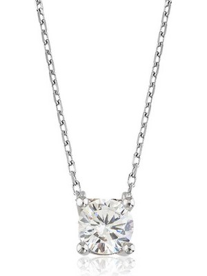 Katre46 925 Ayar Gümüş Tek Taş Kadın Gümüş Kolye