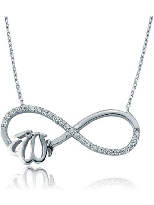 Katre46 Gümüş Allah Yazılı Sonsuzluk Bayan Kolye