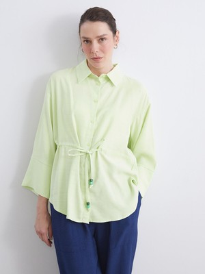 Lc Waikiki Yeni Sezon Bağlamalı Ip Detaylı Oversize Kadın Gömlek