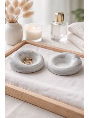 Akanart Mermer Desenli Beton Tealight Mumluk – 2’li