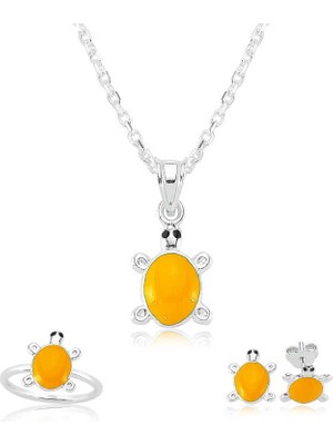 Katre46 Gümüş Turuncu Kaplumbağa Çocuk Set