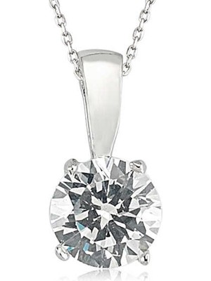 Katre46 925 Ayar Gümüş Tek Taş Kadın Gümüş Kolye