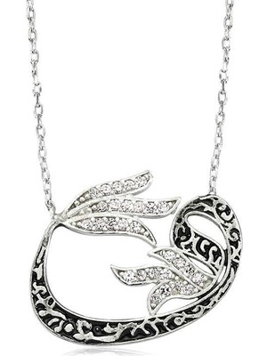 Katre46 925 Ayar Gümüş Lale Vav Kadın Gümüş Kolye