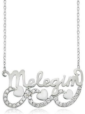 Katre46 925 Ayar Gümüş Meleğim Yazılı Kalpli Kadın Gümüş Kolye