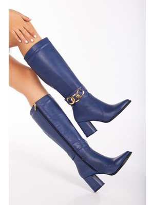 Analin Shoes Kadın Hakiki Deri Toka Detaylı Çizme