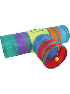 Hepta Collection Gökkuşağı Renkli Katlanır Kedi ve Köpek Oyun Tüneli, Uzun Eğlenceli Evcil Hayvan Oyuncak Tüneli (T Ş