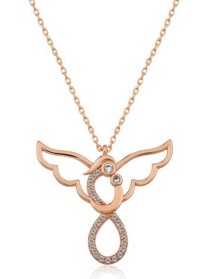 Katre46 925 Ayar Gümüş Rose Melek Anne ve Çocuk Kolye