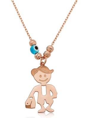 Katre46 925 Ayar Gümüş Rose Erkek Çocuk Kolye