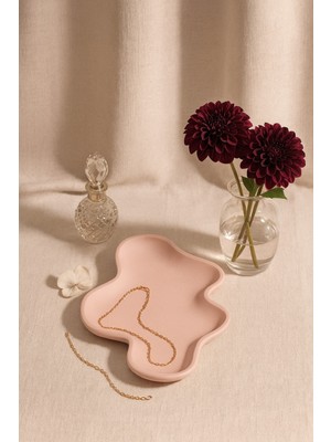 Akanart Pembe Asimetrik Bulut Beton Sunum Tabağı