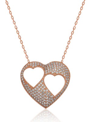 Katre46 925 Ayar Gümüş Kalpli Kadın Gümüş Kolye