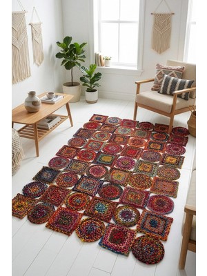 Natura El Dokuma Jüt Bohem Tarz Otantik Salon Oturma Odası Koridor Yatak Odası Natural Halı 00009A