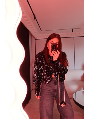 Özge Özgenç Vatkalı Pul Payetli Ceket