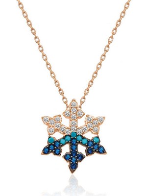 Katre46 925 Ayar Gümüş Rose Kar Tanesi Kadın Gümüş Kolye