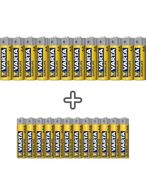 Varta Süperlife 24'lü Tek Kullanımlık Pil PAKETI 1,5 V (12AA+12AAA) Yüksek Performanslı