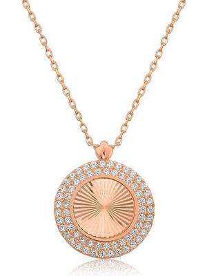 Katre46 925 Ayar Gümüş Oval Fırfır Kadın Gümüş Kolye