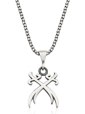 Katre46 ​925 Ayar Gümüş Ikili Zülfikar Kılıcı Gümüş Kolye