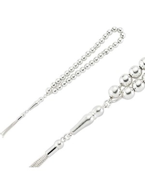 Katre46 Gümüş Yuvarlak Düz Tesbih