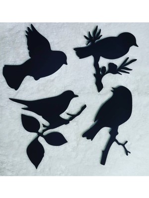 Evsay Kuş Figürlü Ahşap Dekoratif 4'lü Duvar Süsü