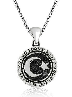 Katre46 925 Ayar Gümüş Ay Yıldız Gümüş Kolye
