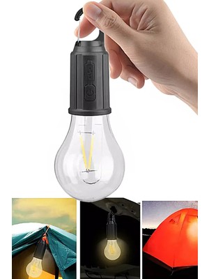 Gampus Şarj Edilebilir Taşınabilir LED Kamp Feneri Klipsli 1 Adet Çadır Lambası