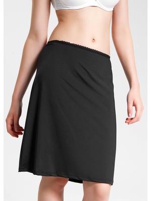Suwen Uzun Jupon Kadınlar İçin Siyah %90 Polyester %10 Elastan Rahat Model