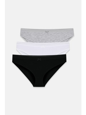 Suwen 3'lü Pamuklu Dantelli Slip Külot