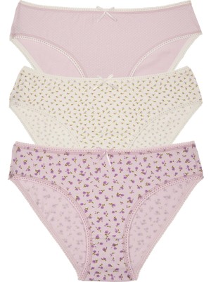 Suwen Kadın Desenli Slip Külot 3 Lü Set Yumuşak Örme Kumaş ile Rahat Kullanım