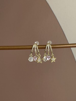 Lavanderopa Pembe Taşlı Çelik Küpe