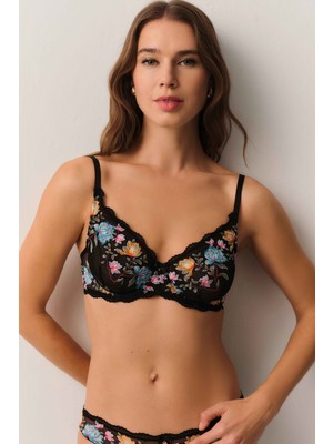 Suwen Ethereal Renkli Çiçekli Desteksiz Balenli Sütyen