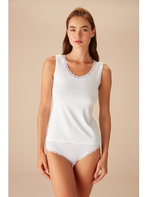 Suwen Soft Touch Kalın Askılı Dantelli Atlet