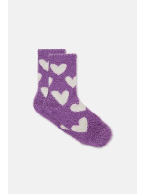 Suwen Fluffy Heart Soket Çorap