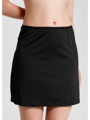 Suwen Kısa Jupon Kadın Siyah Renk %90 Polyester %10 Elastan Özel Tasarım