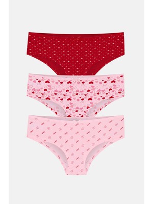 Suwen Pamuklu Desenli 3'lü Normal Bel Hipster Külot Örme Kumaş ile Rahat Tasarım