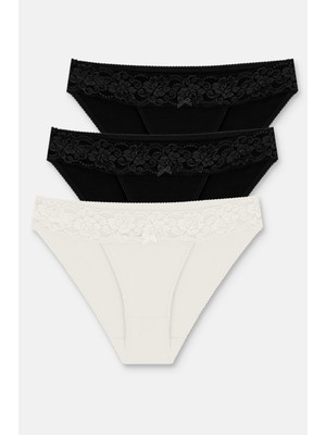 Suwen 3 Lü Dantel Koton Slip Külot