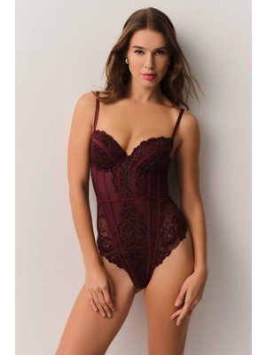 Suwen Pearl Dantelli Yarı Destekli Balenli Bodysuit