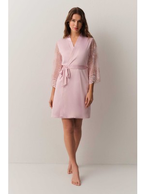 Suwen Pearl Dantelli Kısa Sabahlık