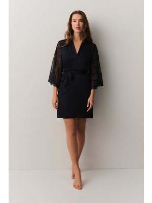 Suwen Pearl Dantelli Kısa Sabahlık