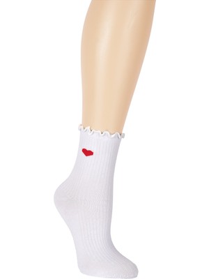 Suwen Frill Heart Midi Soket Çorap