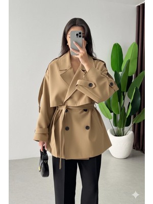 Hazelin Kadın Camel Premium Midi Boy Astarlı Kaşe Kaban HZL25W-BD191571