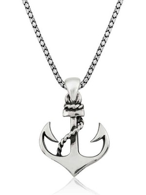 Katre46 925 Ayar Gümüş Deniz Çapası Erkek Gümüş Kolye