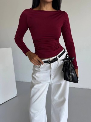 Hazelin Kadın Bordo Uzun Kollu Sany Bluz HZL25S-FRY123351