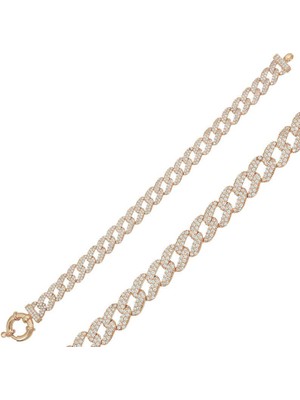 Katre46 925 Ayar Gümüş Rose Taşlı Gurmet Bileklik