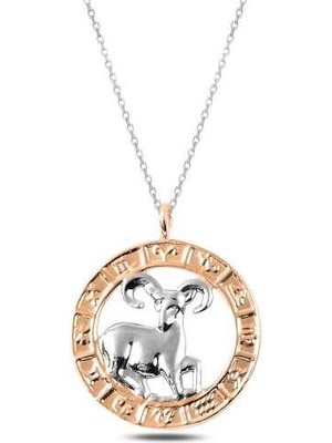 Katre46 925 Ayar Gümüş Rose Koç Burcu Kadın Gümüş Kolye